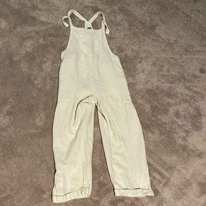 Aerie lightweight linen overalls beige size Large